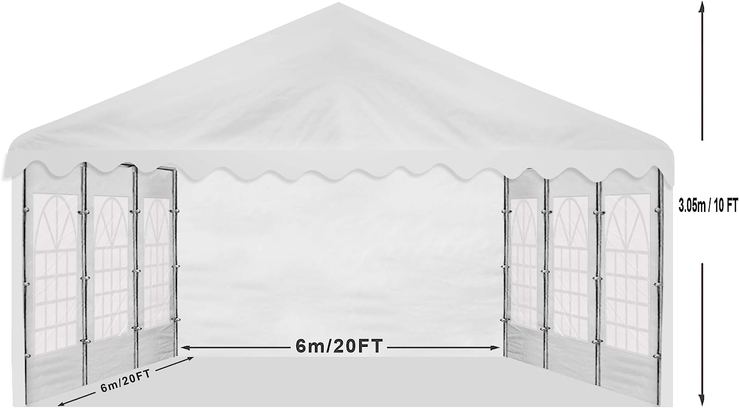 Party Tent 20x20 ft Heavy Duty Canopy Shelter for Wedding Event Fair with Fire Retardant Roof-Toppalletfly