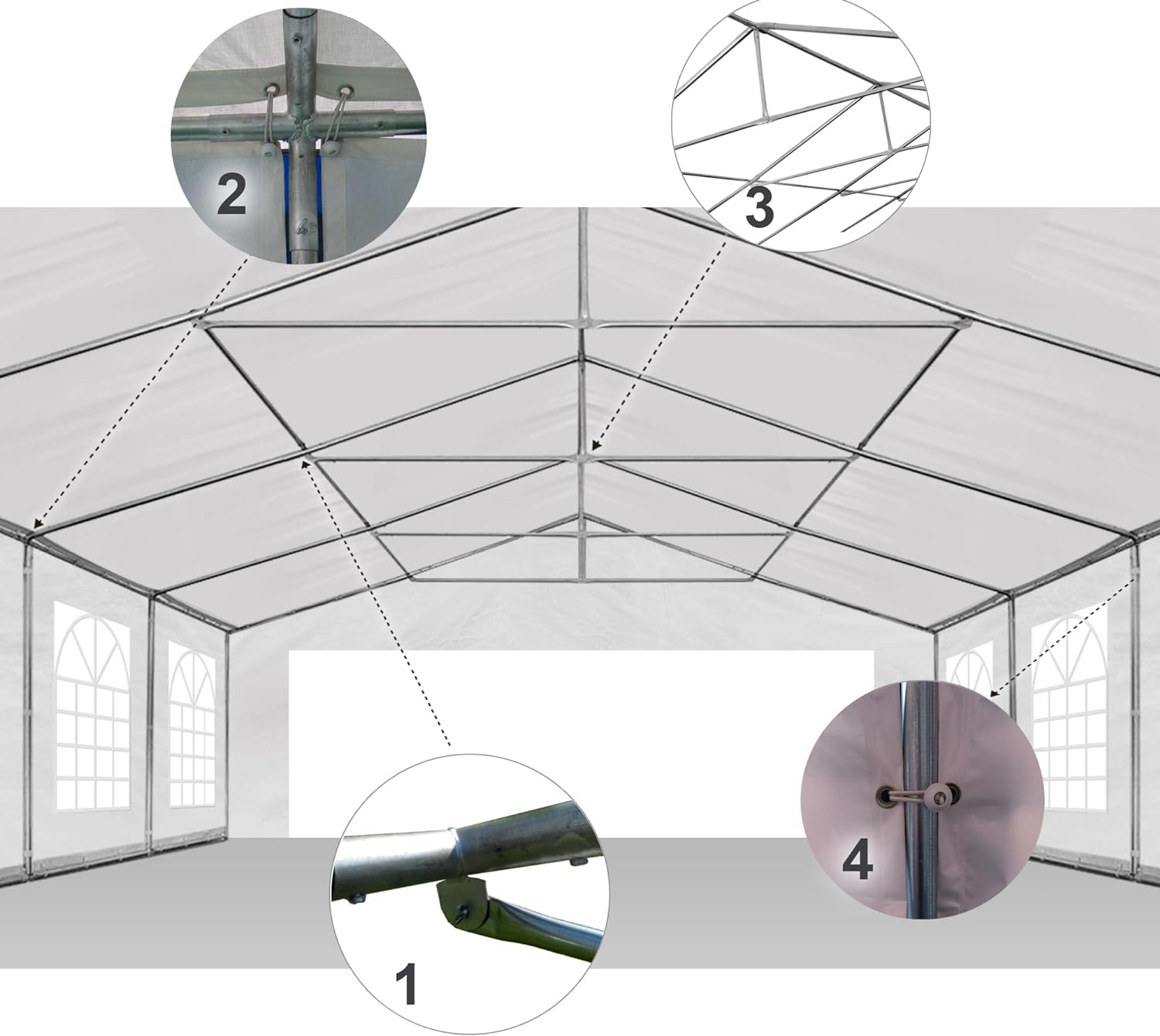 Party Tent 20x20 ft Heavy Duty Canopy Shelter for Wedding Event Fair with Fire Retardant Roof-Toppalletfly