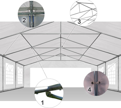 Party Tent 20x20 ft Heavy Duty Canopy Shelter for Wedding Event Fair with Fire Retardant Roof-Toppalletfly