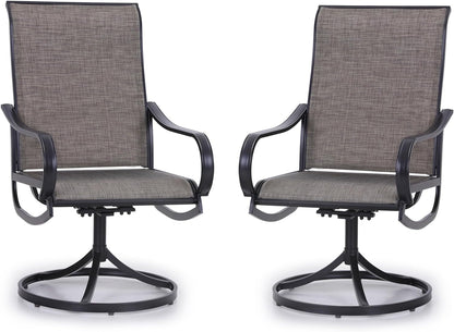 Patio Sling Dining Swivel Chairs with Steel Metal Frame-Toppalletfly
