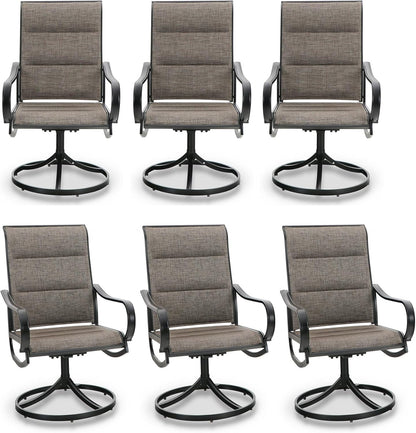 Patio Sling Dining Swivel Chairs with Steel Metal Frame-Toppalletfly