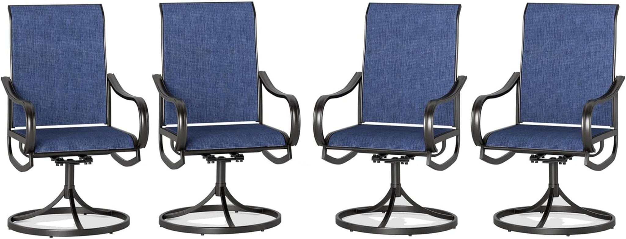 Patio Sling Dining Swivel Chairs with Steel Metal Frame-Toppalletfly