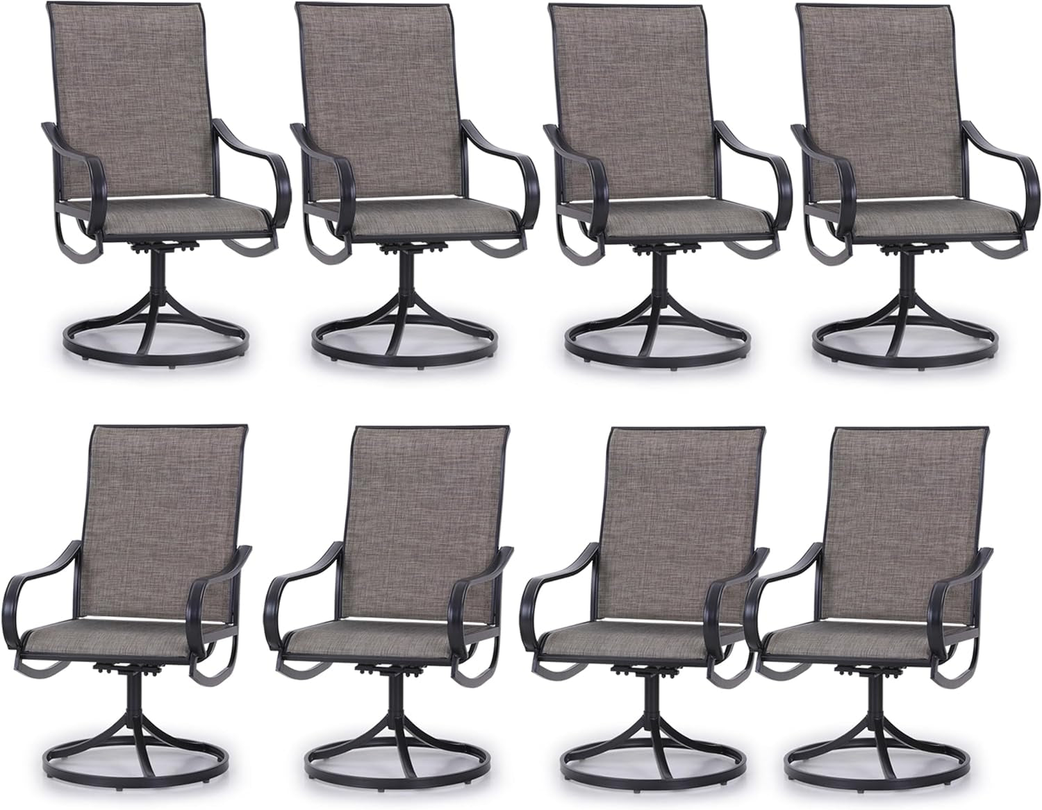 Patio Sling Dining Swivel Chairs with Steel Metal Frame-Toppalletfly