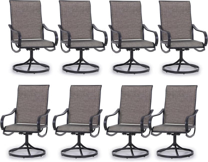 Patio Sling Dining Swivel Chairs with Steel Metal Frame-Toppalletfly