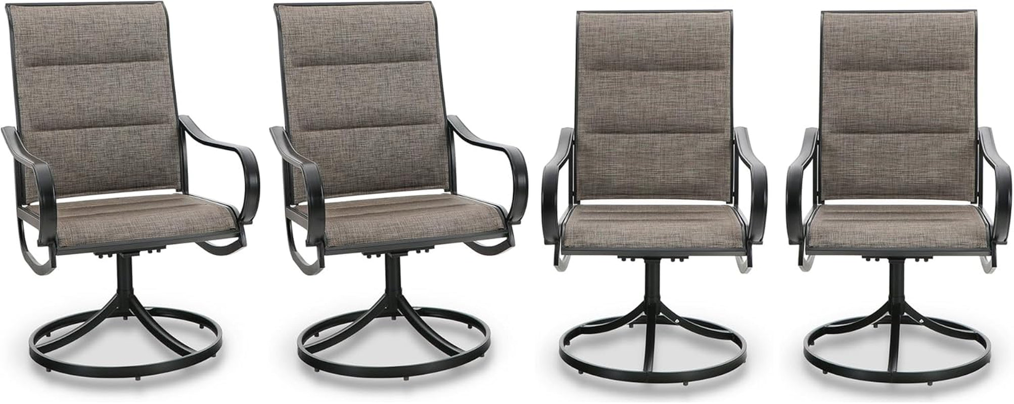 Patio Sling Dining Swivel Chairs with Steel Metal Frame-Toppalletfly