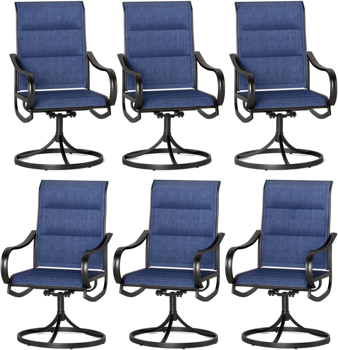 Patio Sling Dining Swivel Chairs with Steel Metal Frame-Toppalletfly