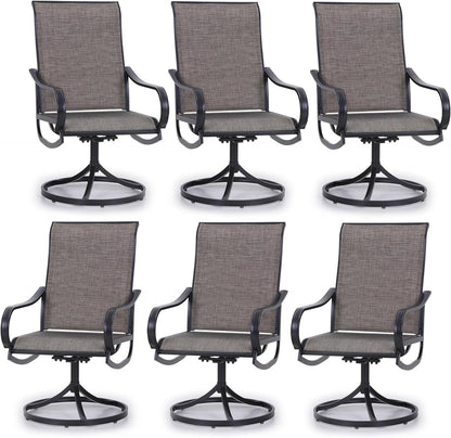 Patio Sling Dining Swivel Chairs with Steel Metal Frame-Toppalletfly