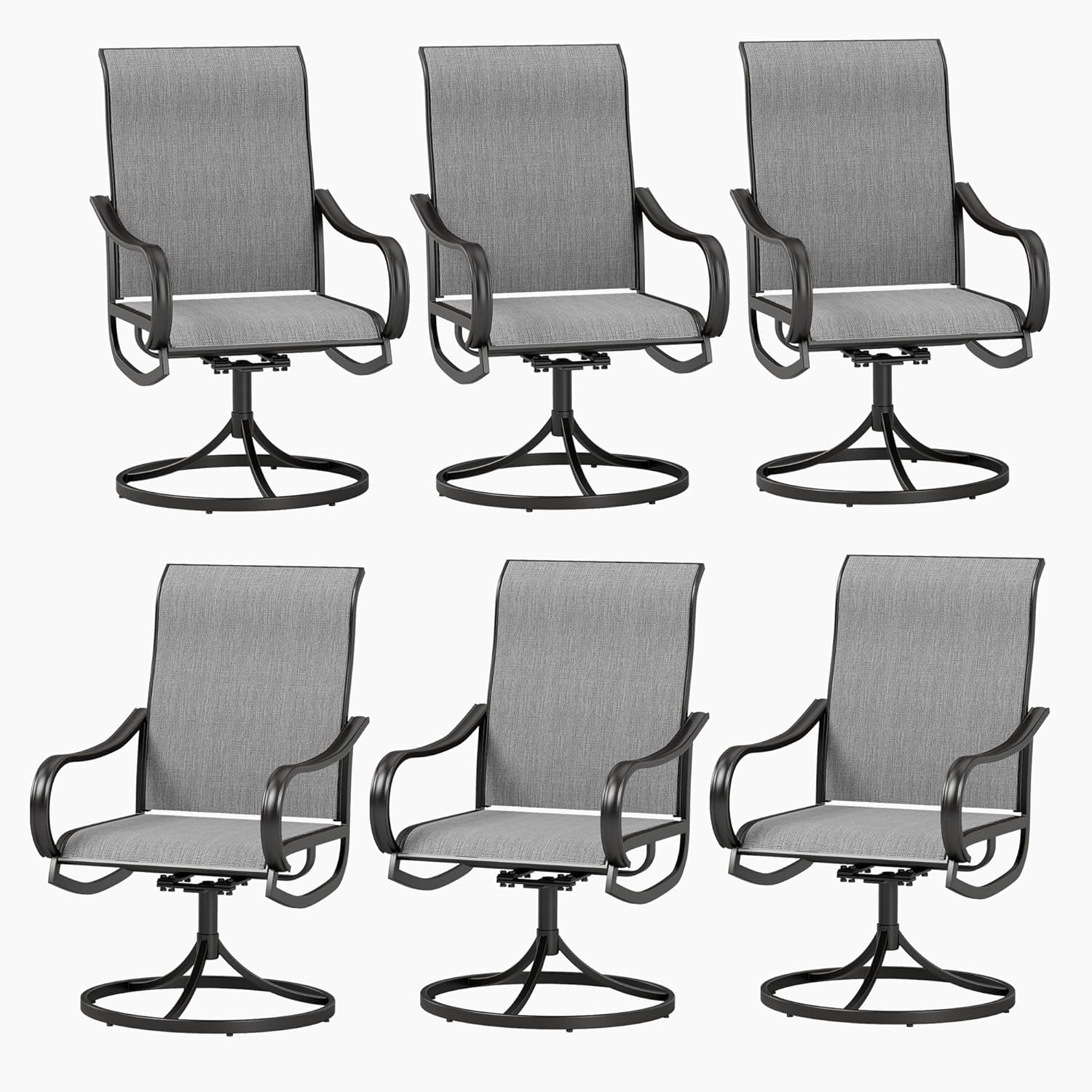 Patio Sling Dining Swivel Chairs with Steel Metal Frame-Toppalletfly