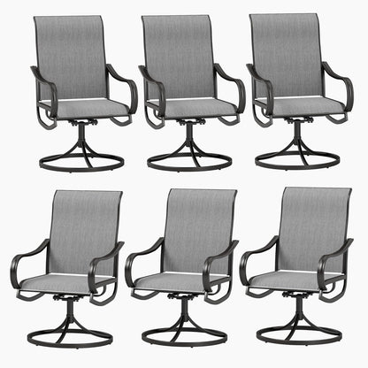 Patio Sling Dining Swivel Chairs with Steel Metal Frame-Toppalletfly