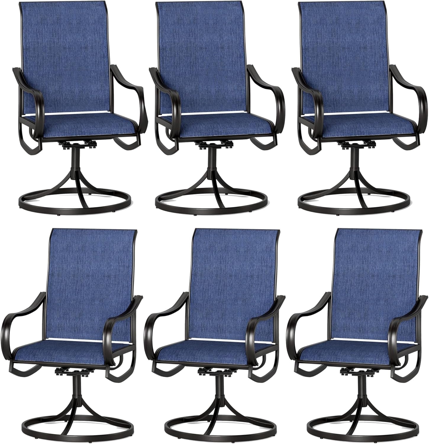 Patio Sling Dining Swivel Chairs with Steel Metal Frame-Toppalletfly