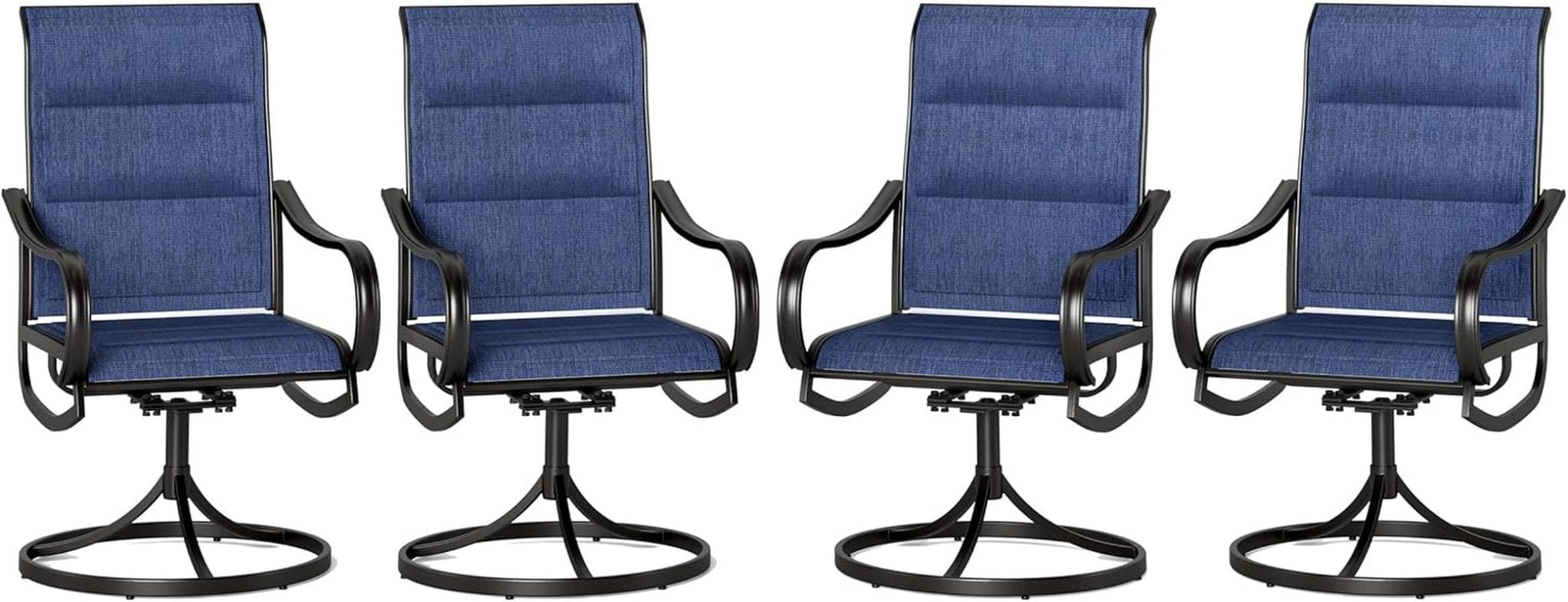 Patio Sling Dining Swivel Chairs with Steel Metal Frame-Toppalletfly