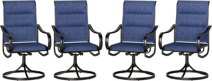 Patio Sling Dining Swivel Chairs with Steel Metal Frame-Toppalletfly