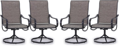 Patio Sling Dining Swivel Chairs with Steel Metal Frame-Toppalletfly