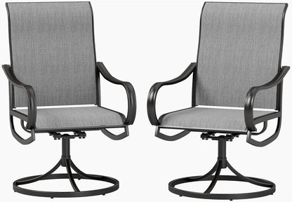 Patio Sling Dining Swivel Chairs with Steel Metal Frame-Toppalletfly