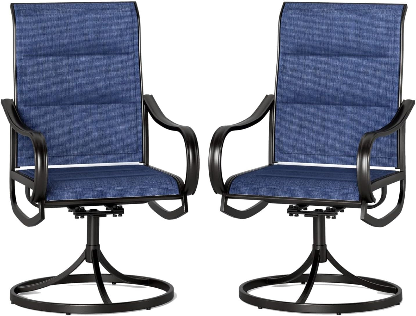 Patio Sling Dining Swivel Chairs with Steel Metal Frame-Toppalletfly