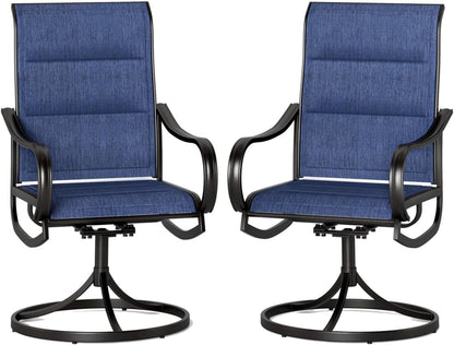 Patio Sling Dining Swivel Chairs with Steel Metal Frame-Toppalletfly
