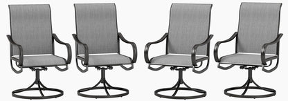Patio Sling Dining Swivel Chairs with Steel Metal Frame-Toppalletfly