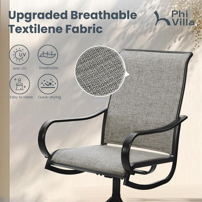 Patio Sling Dining Swivel Chairs with Steel Metal Frame-Toppalletfly