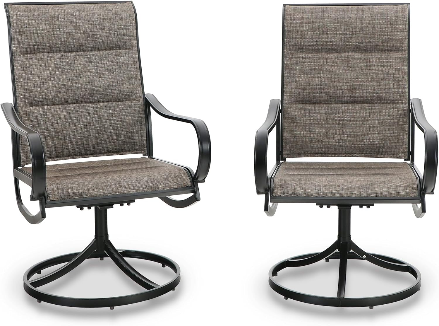 Patio Sling Dining Swivel Chairs with Steel Metal Frame-Toppalletfly