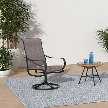 Patio Sling Dining Swivel Chairs with Steel Metal Frame-Toppalletfly