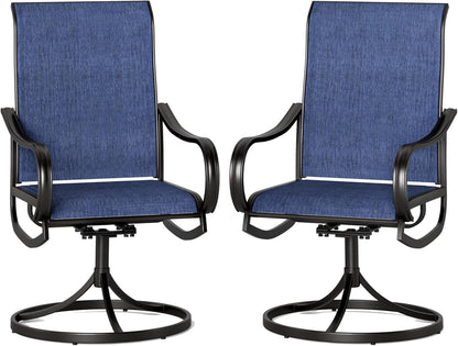 Patio Sling Dining Swivel Chairs with Steel Metal Frame-Toppalletfly
