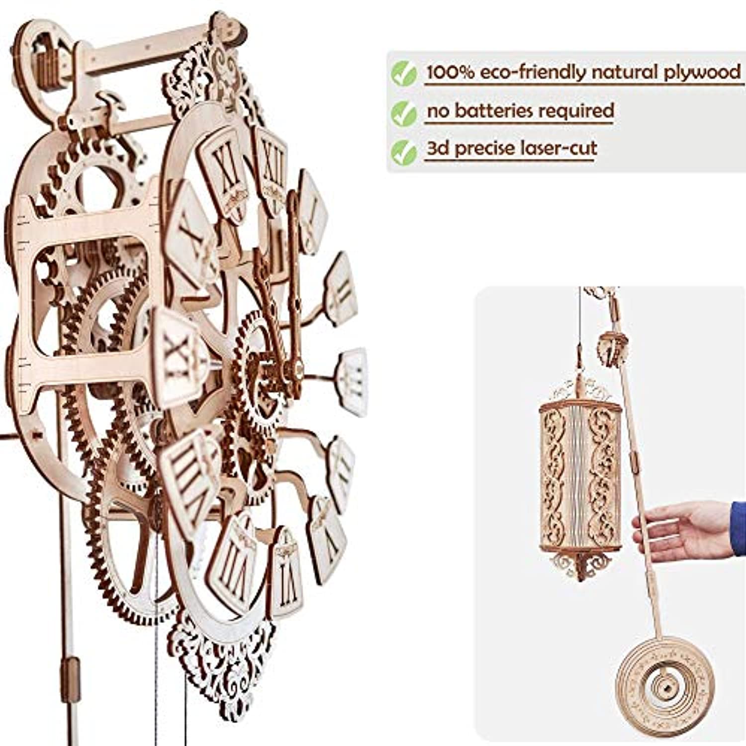 Pendulum Wall Clock Kit to Build, Wooden DIY 3D Wooden Puzzle - Toppalletfly