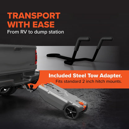 Portable Gallon RV Tote Tank with No-Flat Wheels, Gate Valve, and Accessories-Toppalletfly