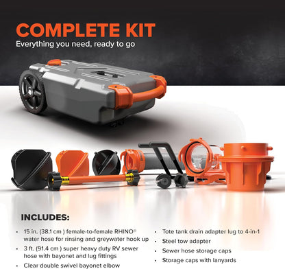 Portable Gallon RV Tote Tank with No-Flat Wheels, Gate Valve, and Accessories-Toppalletfly