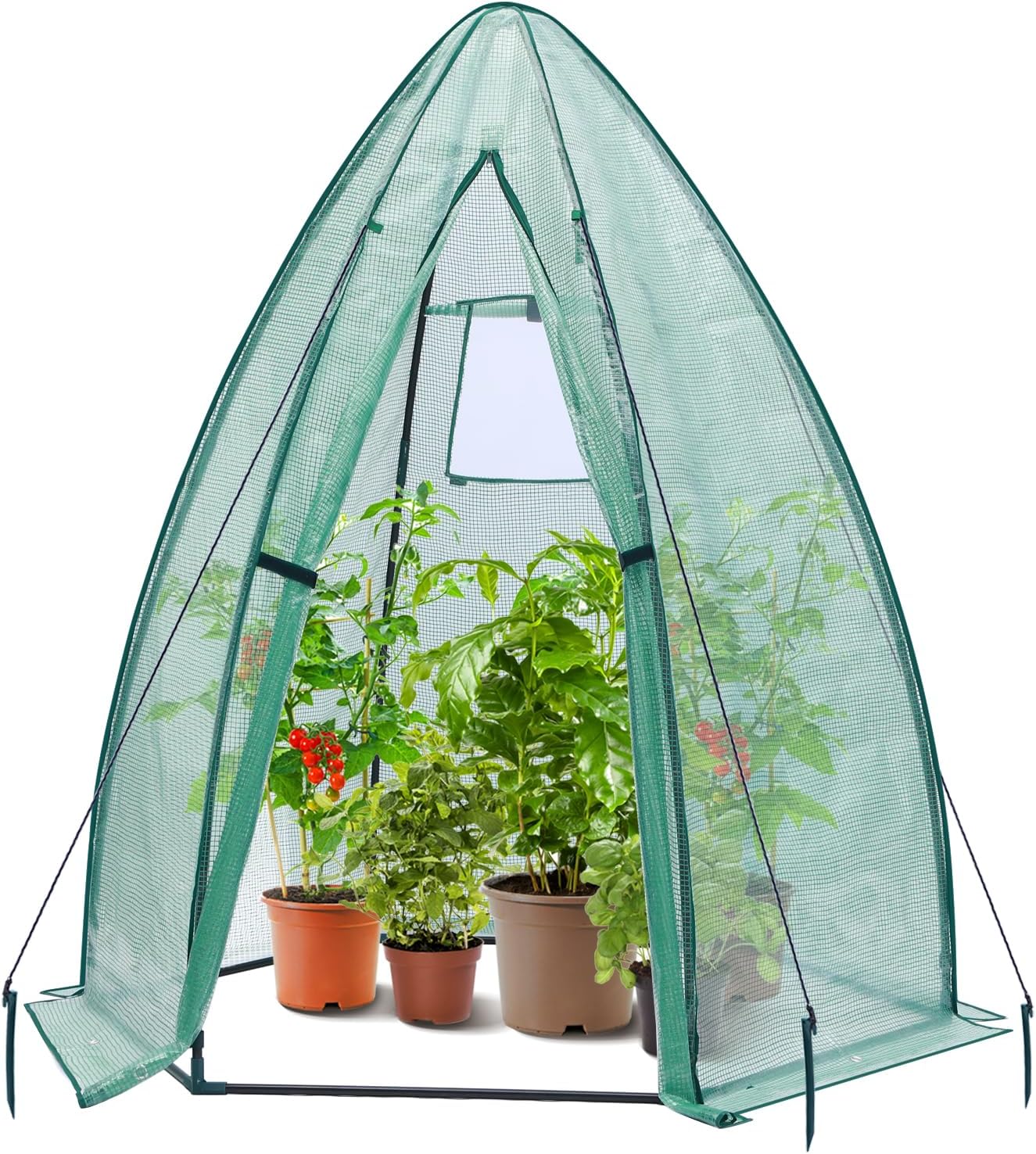 Portable Mini Greenhouse for Outdoors with Dual Large Zipper Doors & Ground Stakes, Waterproof & UV Protected for Outside Garden Patio Backyard-Toppalletfly