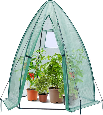 Portable Mini Greenhouse for Outdoors with Dual Large Zipper Doors & Ground Stakes, Waterproof & UV Protected for Outside Garden Patio Backyard-Toppalletfly