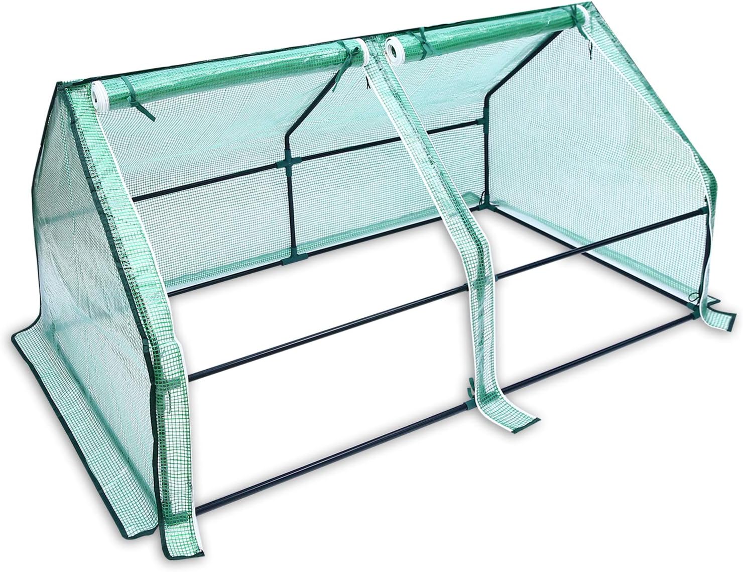 Portable Mini Greenhouse for Outdoors with Dual Large Zipper Doors & Ground Stakes, Waterproof & UV Protected for Outside Garden Patio Backyard-Toppalletfly