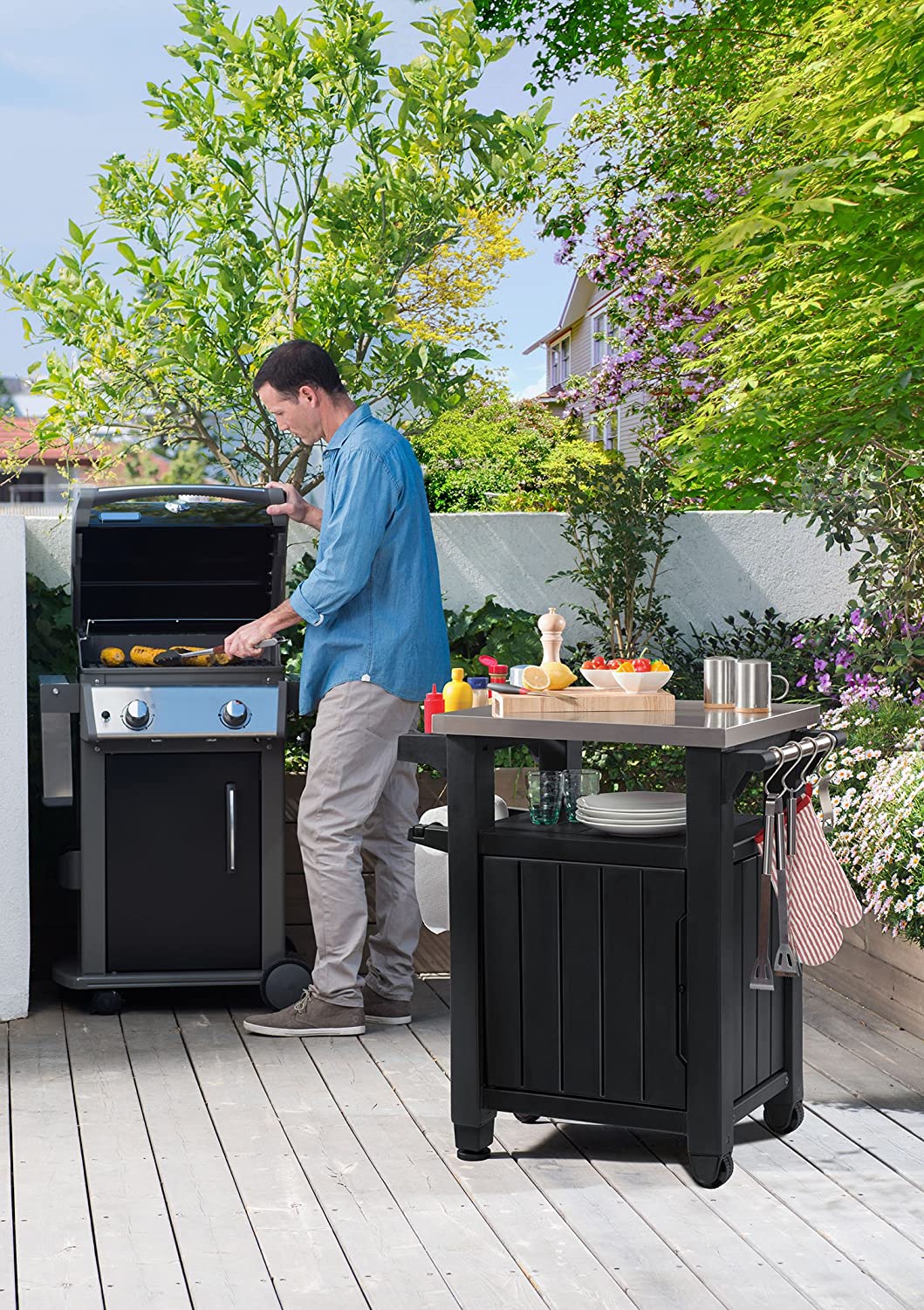 Portable Outdoor Table and Storage Cabinet-Toppalletfly