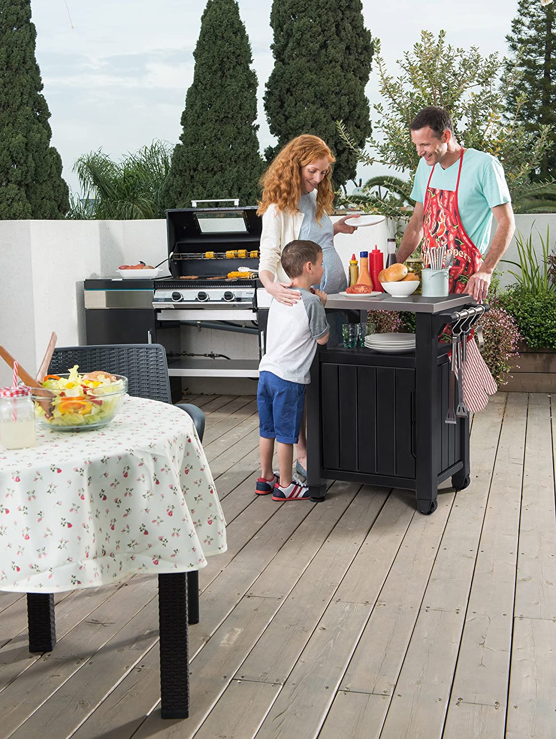Portable Outdoor Table and Storage Cabinet-Toppalletfly