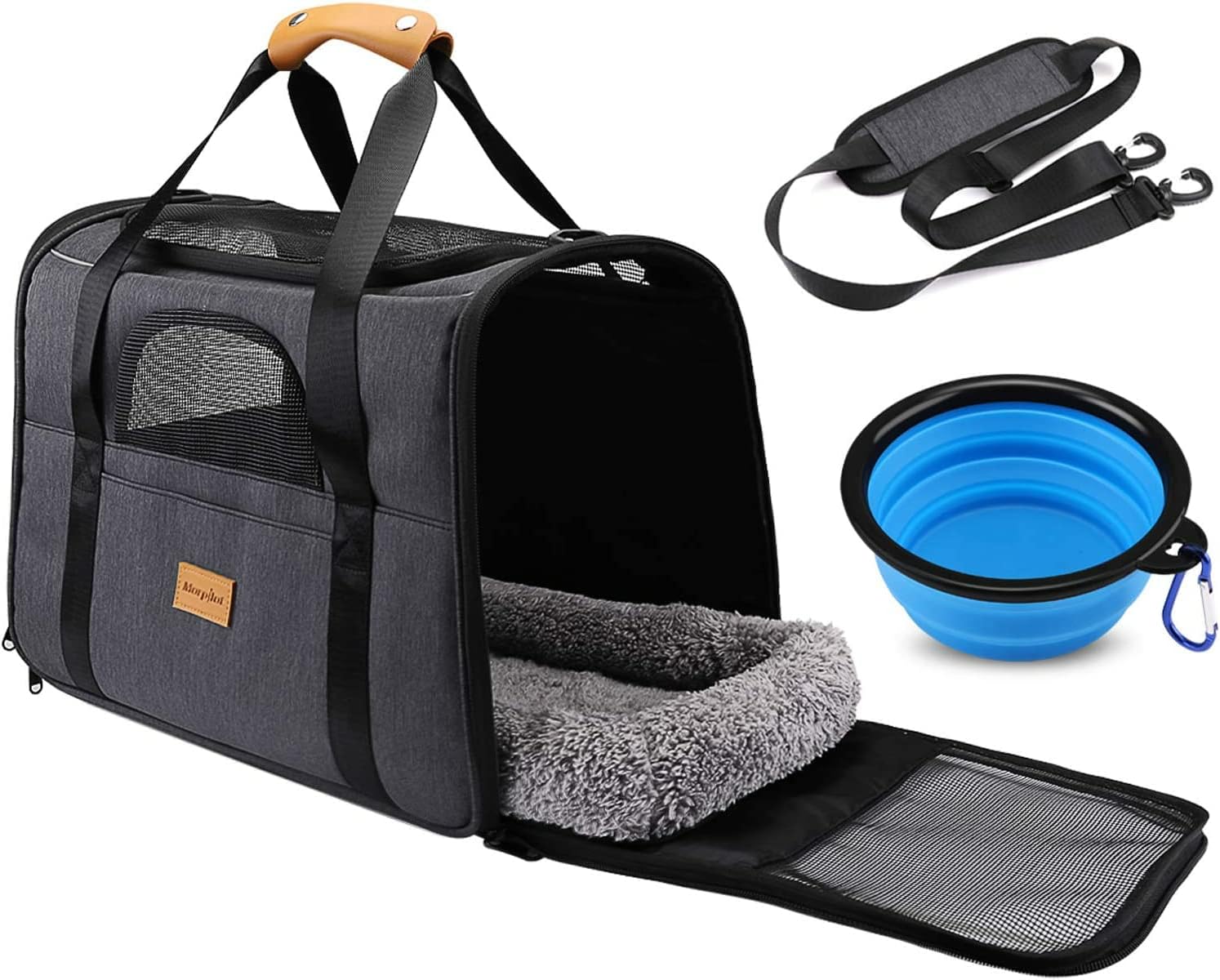 Portable Pet Bag - Folding Fabric Pet Carrier with Locking Safety Zippers, Airline Approved - Toppalletfly