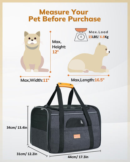 Portable Pet Bag - Folding Fabric Pet Carrier with Locking Safety Zippers, Airline Approved-Toppalletfly