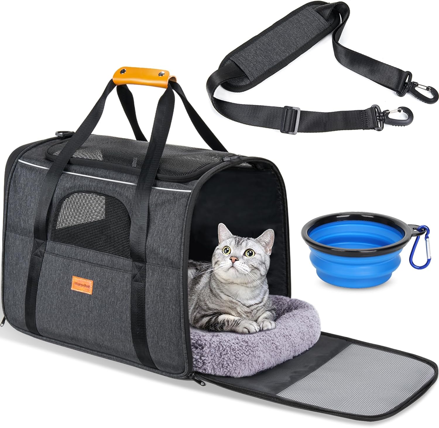 Portable Pet Bag - Folding Fabric Pet Carrier with Locking Safety Zippers, Airline Approved - Toppalletfly