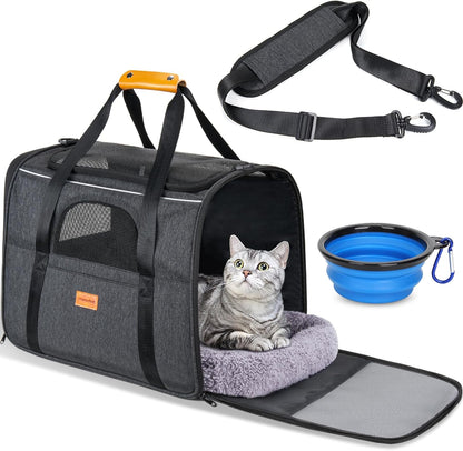 Portable Pet Bag - Folding Fabric Pet Carrier with Locking Safety Zippers, Airline Approved-Toppalletfly