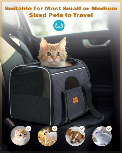 Portable Pet Bag - Folding Fabric Pet Carrier with Locking Safety Zippers, Airline Approved-Toppalletfly