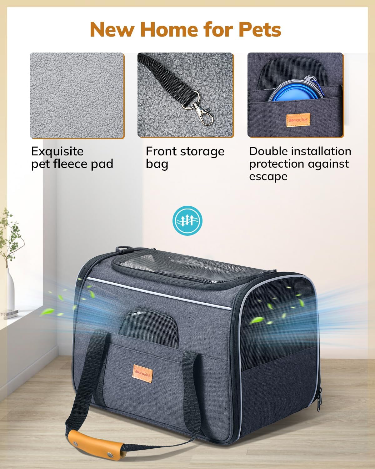 Portable Pet Bag - Folding Fabric Pet Carrier with Locking Safety Zippers, Airline Approved-Toppalletfly