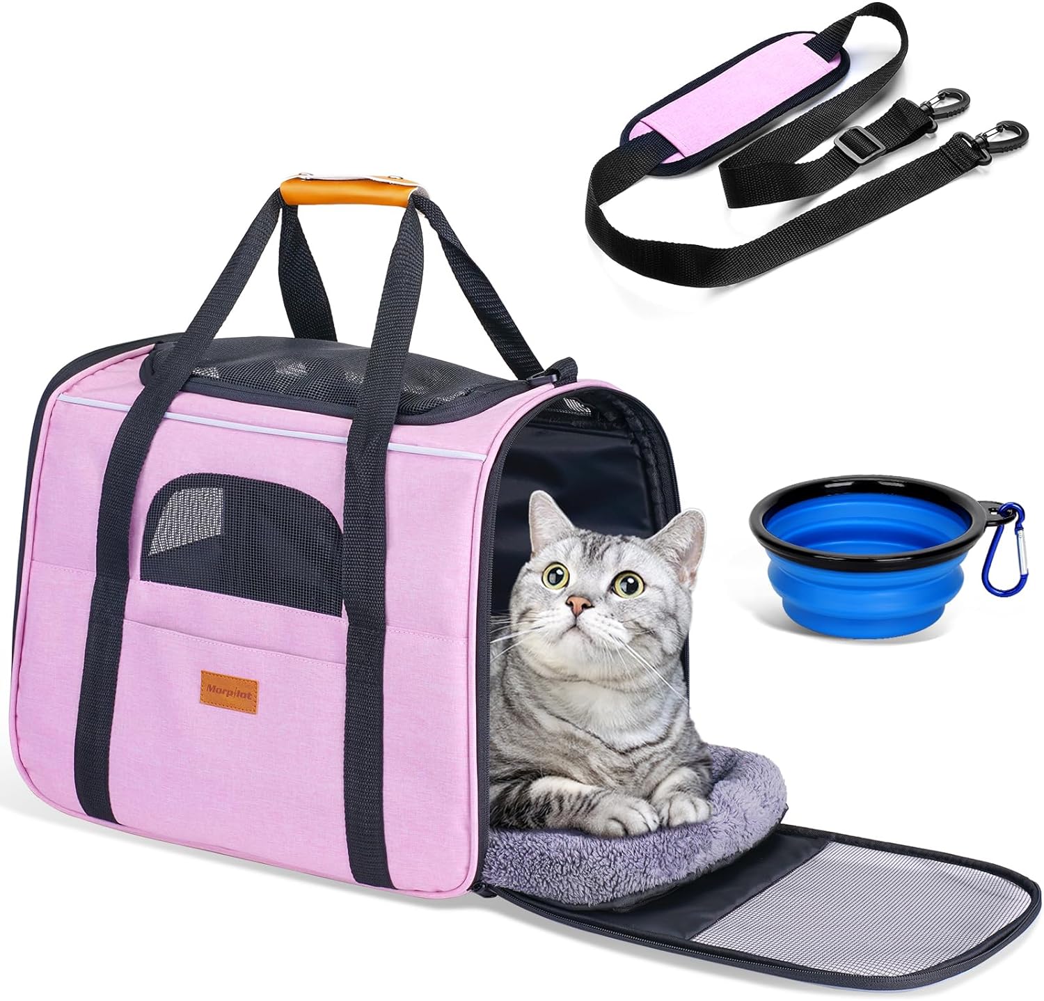 Portable Pet Bag - Folding Fabric Pet Carrier with Locking Safety Zippers, Airline Approved - Toppalletfly