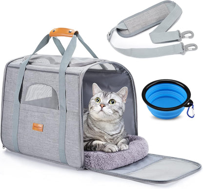 Portable Pet Bag - Folding Fabric Pet Carrier with Locking Safety Zippers, Airline Approved-Toppalletfly