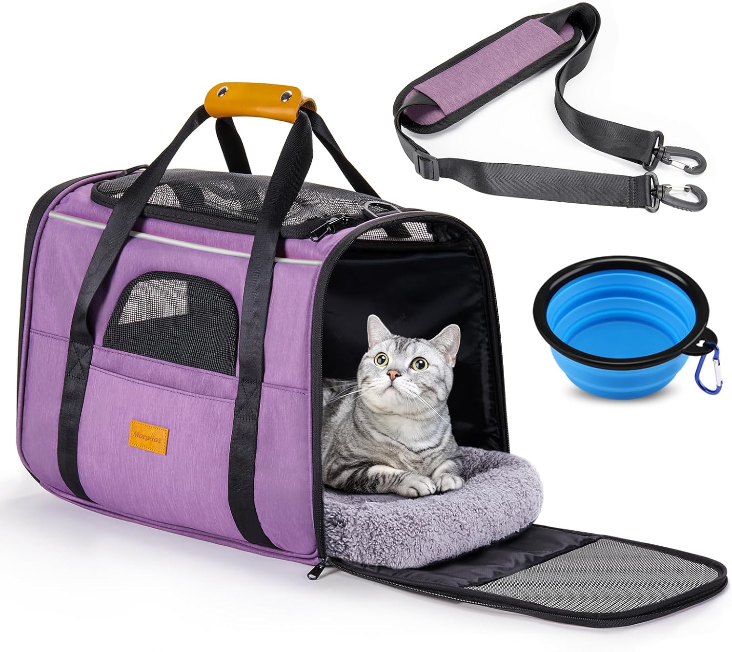 Portable Pet Bag - Folding Fabric Pet Carrier with Locking Safety Zippers, Airline Approved - Toppalletfly