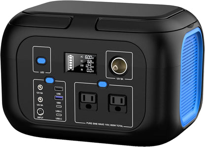 Portable Power Station 300W Power Bank with AC Outlet 228Wh Solar Generator with LED Light 9 Outputs Battery Backup Power Supply-Toppalletfly