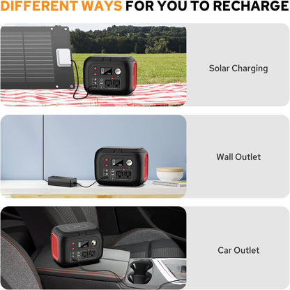 Portable Power Station 300W Power Bank with AC Outlet 228Wh Solar Generator with LED Light 9 Outputs Battery Backup Power Supply-Toppalletfly