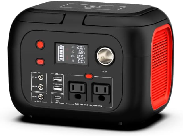 Portable Power Station 300W Power Bank with AC Outlet 228Wh Solar Generator with LED Light 9 Outputs Battery Backup Power Supply-Toppalletfly
