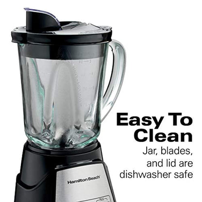 Power Elite Blender with 12 Functions for Puree, Ice Crush, Shakes and Smoothies and 40oz BPA Free Glass Jar, Black and Stainless Steel-Toppalletfly