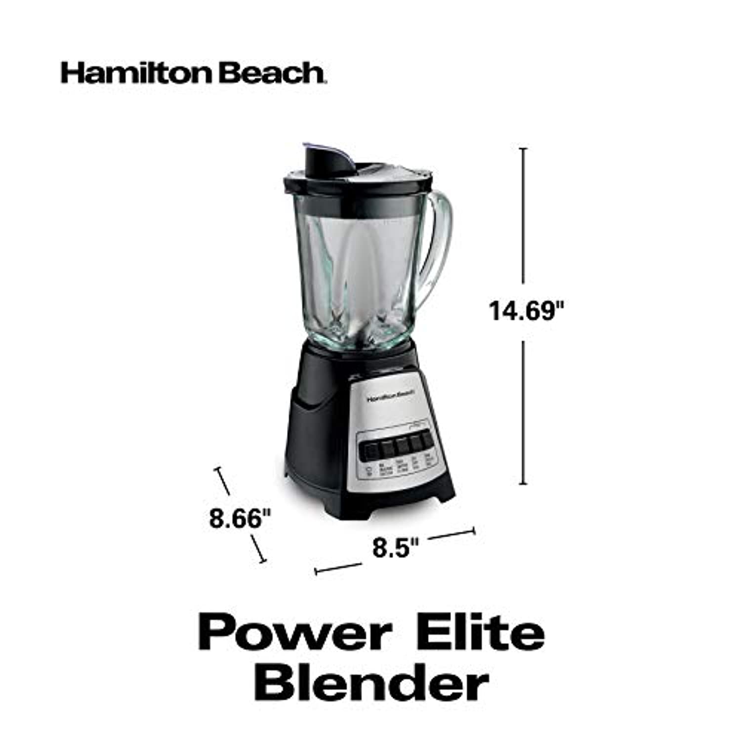 Power Elite Blender with 12 Functions for Puree, Ice Crush, Shakes and Smoothies and 40oz BPA Free Glass Jar, Black and Stainless Steel-Toppalletfly