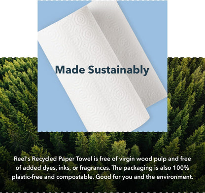 Premium Recycled Paper Towels, 12 Rolls, 2-Ply Eco-Friendly, Hypoallergenic and Zero Plastic Packaging-Toppalletfly