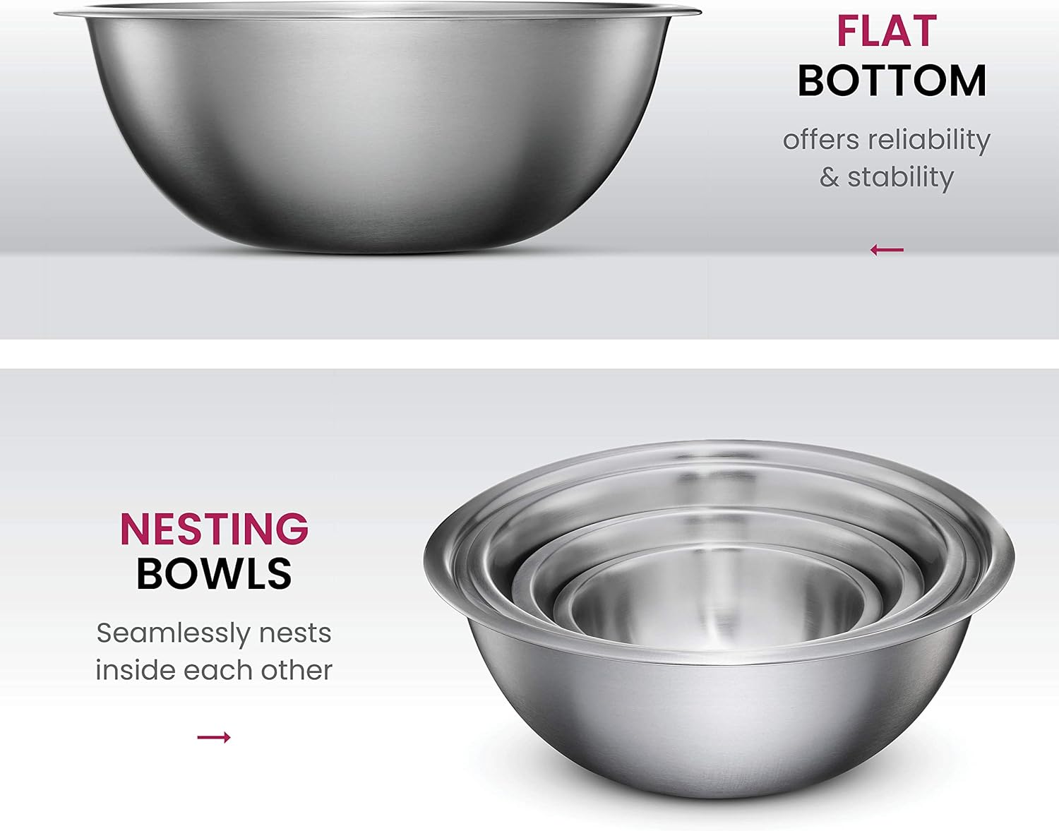 Premium Stainless Steel Mixing Bowls Set of 6-Toppalletfly