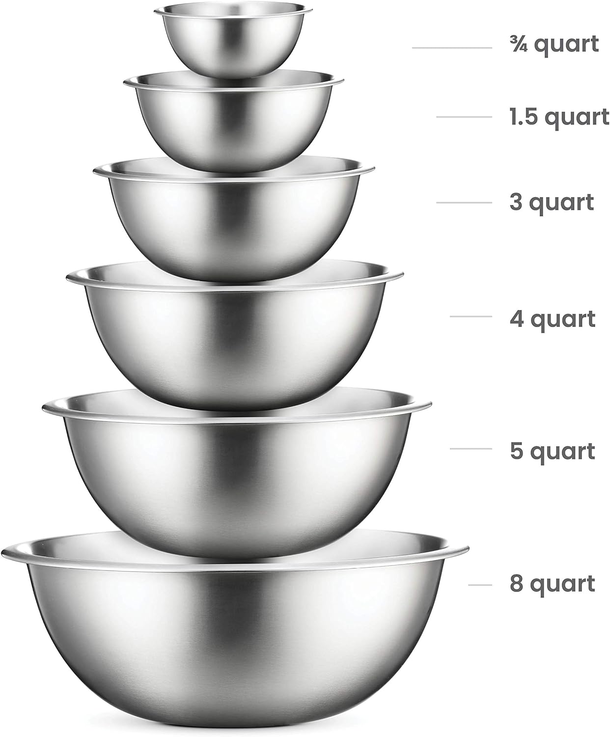 Premium Stainless Steel Mixing Bowls Set of 6-Toppalletfly